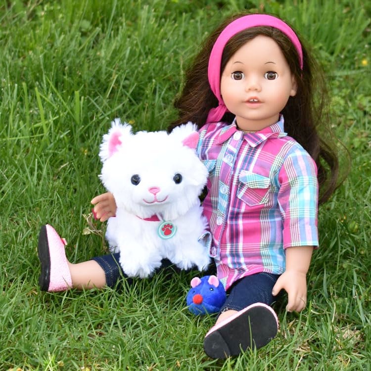 Sophia's 18" Doll 10 pc. White Plush Kitten, Carrier, and Accessories - Image 3